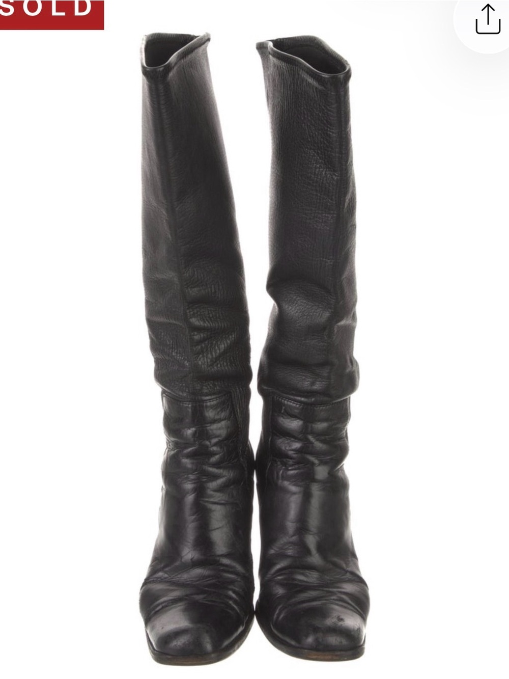 Prada Black Leather Knee-High Heeled Boot - Picture 5 of 11